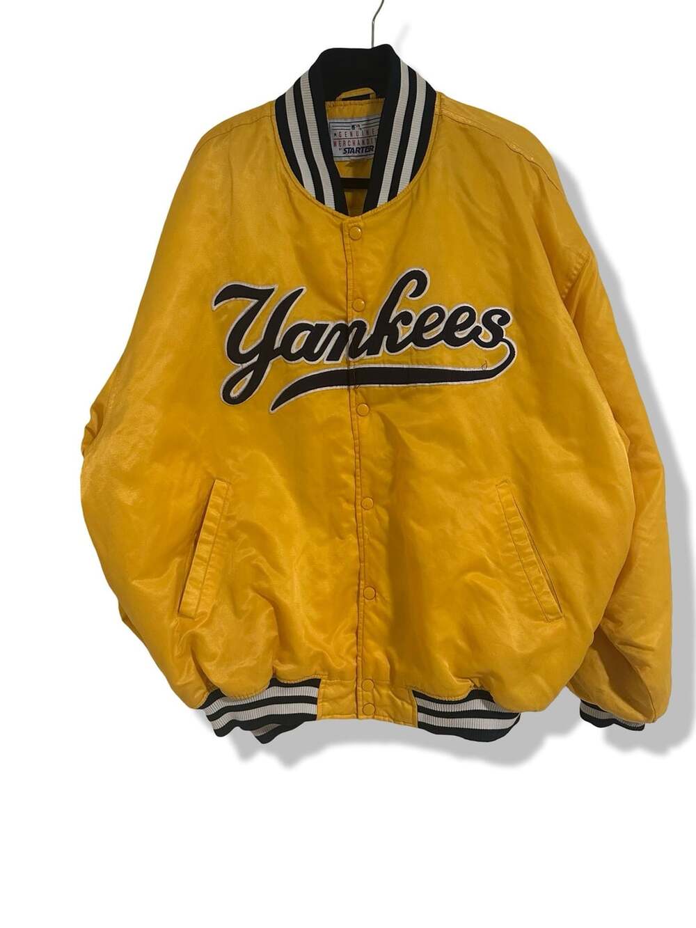 Starter New York Yankees Satin Jacket Size 3XL Yellow MLB Baseball Bomber